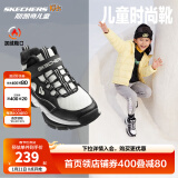 Skechers斯凯奇男女童棉鞋儿童雪地靴冬季厚实保暖中帮大童二棉鞋8701648L 鞋口加绒/白色/黑色/WBK 37