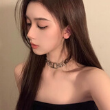 束芬小众设计感choker项圈个性高级感金属字母拼接项链欧美皮质颈链女 L0304字母拼接颈链