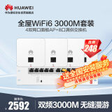 华为全屋WiFi6套装5G企业级智能天线大户型别墅大平层 4个双网口86面板AP+8口满供POE交换机