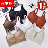 雅鹿无钢圈文胸女士内衣女可调节肩带美背运动无缝内衣性感少女胸罩 素色美背-黑色