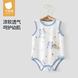 贝肽斯婴儿衣服包屁衣夏季薄款新生儿宝宝优可丝无袖背心连体哈衣