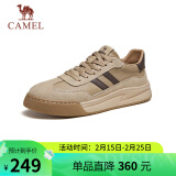 骆驼（CAMEL）复古德训男士厚底休闲滑板鞋 G14S128090 杏/棕 40 