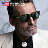 SUNSHADOR美式复古板材偏光太阳镜方形男潮防晒开车驾驶UV400防强光墨镜 绿色框黑色偏光镜片