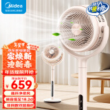 美的（Midea）电风扇 空气循环扇家用立式遥控落地扇涡轮换气扇循环对流3D摇头电扇轻音低噪大风力节能风扇 GDH24RS【双羽循环 轻声唤醒】