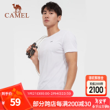 骆驼（CAMEL） 运动短袖T恤春夏情侣款宽松透气休闲跑步健身运动上衣 6002，白色，男 XL