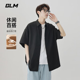 GLM衬衫男夏季短袖韩版宽松透气美式潮流百搭休闲半袖港风免烫衬衫