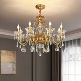 奥施洛欧式全铜水晶吊灯简欧客厅大气奢华别墅大吊灯法式轻奢高档灯饰 8头