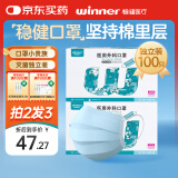 稳健一次性医用外科口罩灭菌独立包装100只 棉里层亲肤防过敏防晒防尘