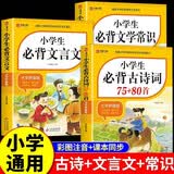 小学生必背古诗词75首十80首必备文言文文学常识正版全套3册小学生语文全解一本通阅读与训练古诗文诵读