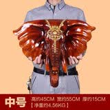 悦吉祥大象挂件欧式客厅玄关动物头壁挂复古墙壁酒吧墙面装饰品象头墙饰 051木色中号（尺寸55*45*15cm）