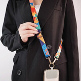 斯幻柯适用北欧多彩斜挎背带手机挂绳带子女款帆布挂链挂脖子不勒脖斜跨链条挂件手机壳套绳-北欧青鸢