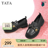 他她（TATA）通勤百搭乐福鞋春季新款方跟小皮鞋女单鞋WCPA1AA3 黑色 40