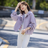 尚静连帽短款风衣外套女2025秋新款小个子宽松休闲百搭通勤短外套上衣