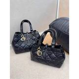 CALCULAT&KEENCK女包感戴妃包女2025新款时尚腋下包休闲大容量单肩托特包 黑色小号