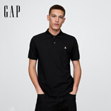 GAP男女装2025春季新款小熊刺绣短袖T恤休常规polo衫美版708395 黑色 XS 美码 S亚洲码175/88A 【偏小，建议选大一码】