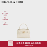 CHARLES&KEITH鳄鱼纹凯莉包手提斜挎婚包包女包生日礼物新年礼物CK2-50270880-1 Ivory象牙色 S