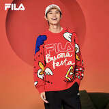 FILA 叕运蛇|斐乐情侣款男女编织衫2025春季新年款时尚涂鸦大LOGO毛衣