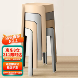 景彩凳子家用塑料凳子客厅加厚圆凳餐凳可叠放板凳高凳DZ528 加厚防滑【四把装】-两灰两咖