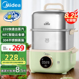 美的（Midea）锁嫩舱mini电蒸锅 多功能家用电锅蒸包子锅电热锅煮蛋器蒸炖锅不锈钢双层蒸笼大容量ZGC2818X99