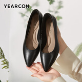 意尔康女鞋细跟通勤工作鞋浅口时装高跟鞋单鞋女春秋 26901W黑色37
