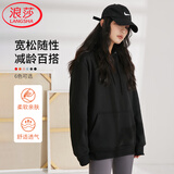 浪莎连帽卫衣女春秋季情侣款男女可穿宽松帽衫慵懒感女上衣外套