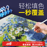 自油自画数字油画diy风景花卉减压手绘油画客厅装饰画儿童diy手工油画挂画 紫丁香与雏菊40*50 绘画套装