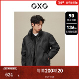 GXG 男装  蛋白pu皮面包服男潮流字母压印立领羽绒服 23冬新款 黑色 L