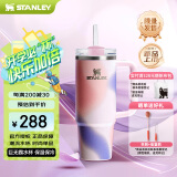 STANLEY巨无霸吸管杯水杯保温杯大容量办公车载不锈钢杯子887ML-花瓣流影