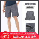 骆驼（CAMEL）运动短裤夏季速干透气健身跑步五分裤宽松吸汗潮流休闲裤 J0S2U8123-2，灰色，男 XXXL