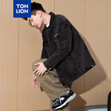 唐狮（TonLion）2026春秋新款男翻领下摆小细节牛仔外套宽松百搭上衣男潮流