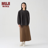 无印良品（MUJI）女式 法兰绒 抽褶罩衫 美拉德风纯棉衬衫 女士衬衣内搭冬季款 炭灰色 L 165/88A