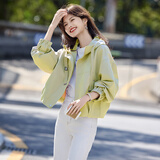 尚静连帽短款风衣外套女2025秋新款小个子宽松休闲百搭通勤短外套上衣