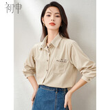 初申秋冬长袖衬衫女旷野美拉德灯芯绒刺绣叠穿休闲外套衬衣S143C2009