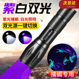 CRHMMFLF充电白光紫光395UV双光源手电筒捉蝎子灯紫外线固化验钞玉石检测 白紫 【双光源】+ 数据线