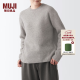 无印良品 MUJI 女式 含牦牛绒骆驼绒圆领毛衣 长袖针织衫秋 冬季 浅灰棕色 M -L(165/88A)