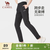 骆驼（CAMEL）直筒运动裤女子休闲针织卫裤长裤 CB2225L0783 黑色 M