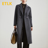 ETLK2025年秋冬季新款高端优雅气质双面羊毛大衣女中长款羊毛呢子外套 深灰色 （新增大牌色系） M （90-100斤）卡码拍大