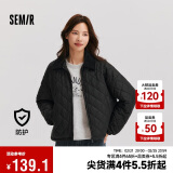 森马（Semir）棉服女灯芯绒翻领菱形格复古2024冬三防宽松轻薄棉衣109724112007