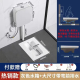 九牧王JOMOW冲水箱蹲便器蹲坑套装家用便盆大便器卫生间蹲厕便盆 高端灰色水箱+大带弯前排水蹲便