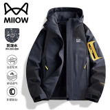 猫人夹克男春秋外套长袖上衣防风休闲运动服情侣款 深灰 3XL 
