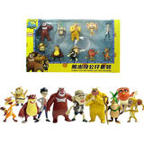 今智郎熊熊乐园熊大熊二光头强Q版摆件 公仔人偶 声光玩具熊出没玩具 熊出没新品10件套（有底托 彩盒包装））