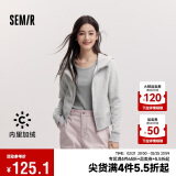 森马（Semir）外套女短款插肩袖小个子潮2024冬季加绒紧身连帽夹克109724108015