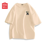 名创优品（MINISO）短袖男纯棉休闲宽松夏季圆领百搭青少年潮流半袖t恤 卡其 L