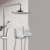 九牧（JOMOO）淋浴花洒套装自动除垢贴墙大置物强力喷枪喷头家用淋浴器花洒全套 按键启停温度记忆花洒-36618银色