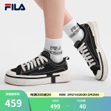 斐乐（FILA）官方LOOP女鞋帆布鞋新款休闲运动鞋小白鞋板鞋断层鞋 黑-BK 37.5