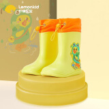 lemonkid儿童雨鞋男女童防滑鞋小童宝宝防水雨靴卡通束口  雨天小黄鸭 170