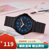 卡西欧（CASIO）手表学生小黑表简约指针石英电子表 手表男女考试手表时尚运动表 MW-240-2B 43mm大表盘