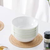 品聚德（PURJADE）骨瓷碗5.5-9英寸家用吃饭碗反口面碗斗笠碗纯白陶瓷大号汤碗面碗 5.5英寸骨瓷斗笠碗10个