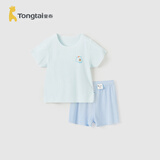 童泰夏季5月-4岁婴儿男女宝宝短袖套装TS31J422 蓝色 80cm
