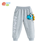 贝贝怡儿童加绒裤秋冬季男宝宝休闲运动裤秋装保暖长裤男童裤子 花灰(K2450) 140